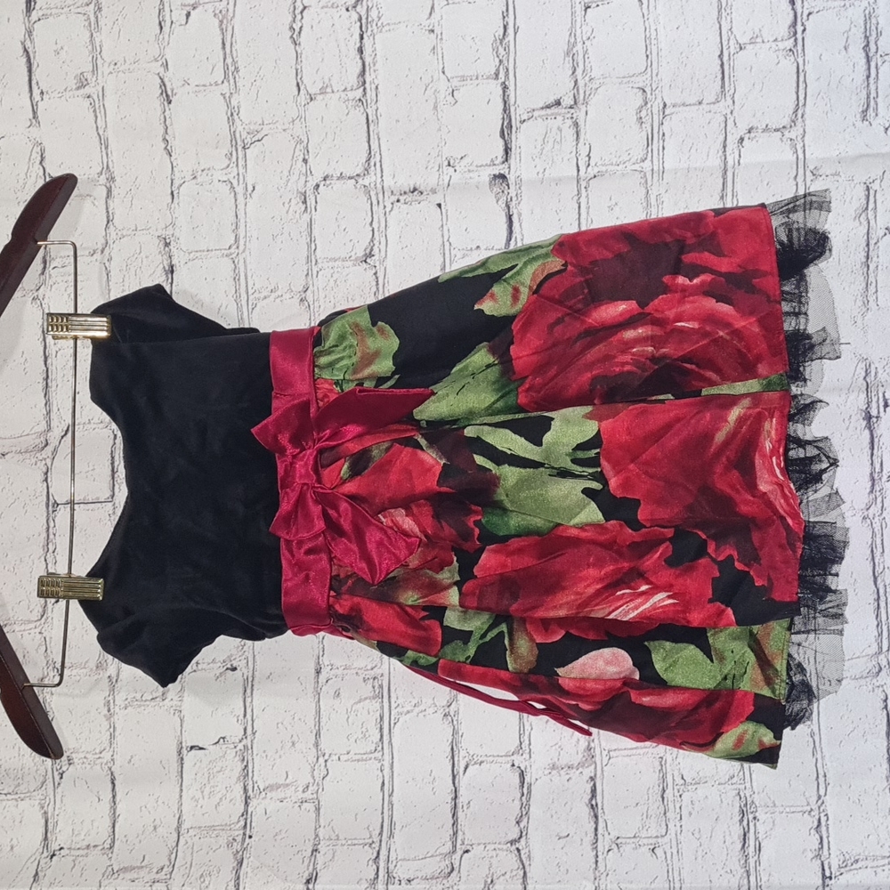 Youngland Baby Girl 4T Holiday floral red Dress